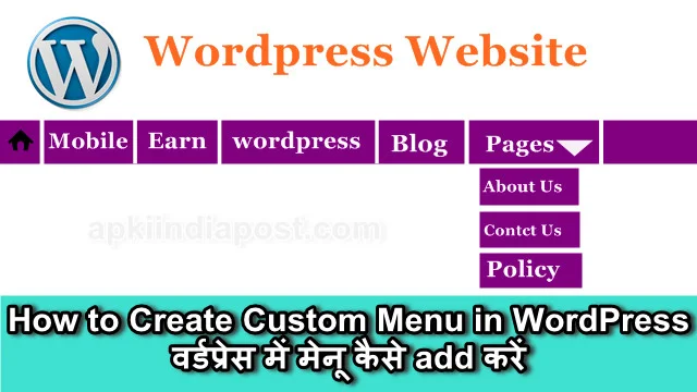 How to Create Custom Menu in WordPress, वर्डप्रेस में मेनू कैसे add करें