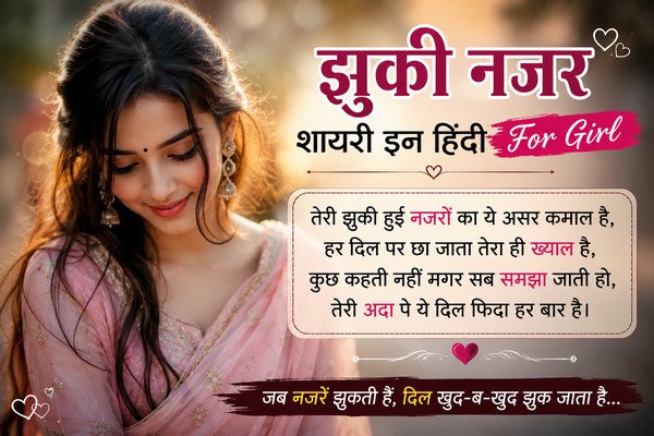 jhuki nazar shayari in hindi for girl